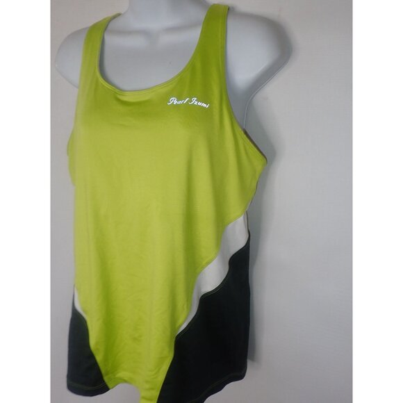 Pearl Izumi Elite Tank Top Running Shirt Women XL Green Black w/bra Keyhole - Picture 2 of 5